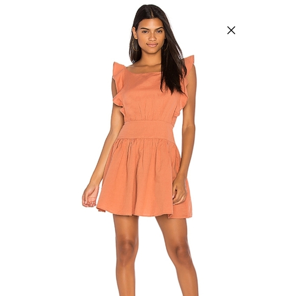FREE PEOPLE | Orange ruffle dres 320 - Picture 1 of 9